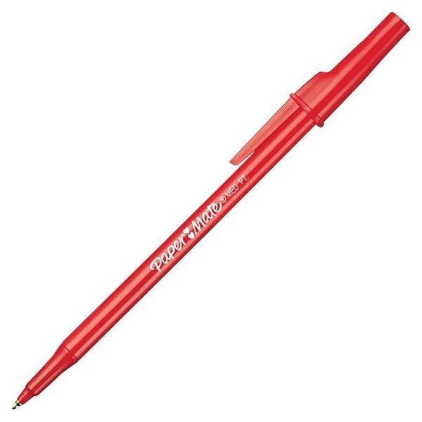 Paper Mate Papermate 027337 Write Brothers Ballpoint Stick Pen; Medium Tip; Red Ink & Barrel; Pack - 12 27337